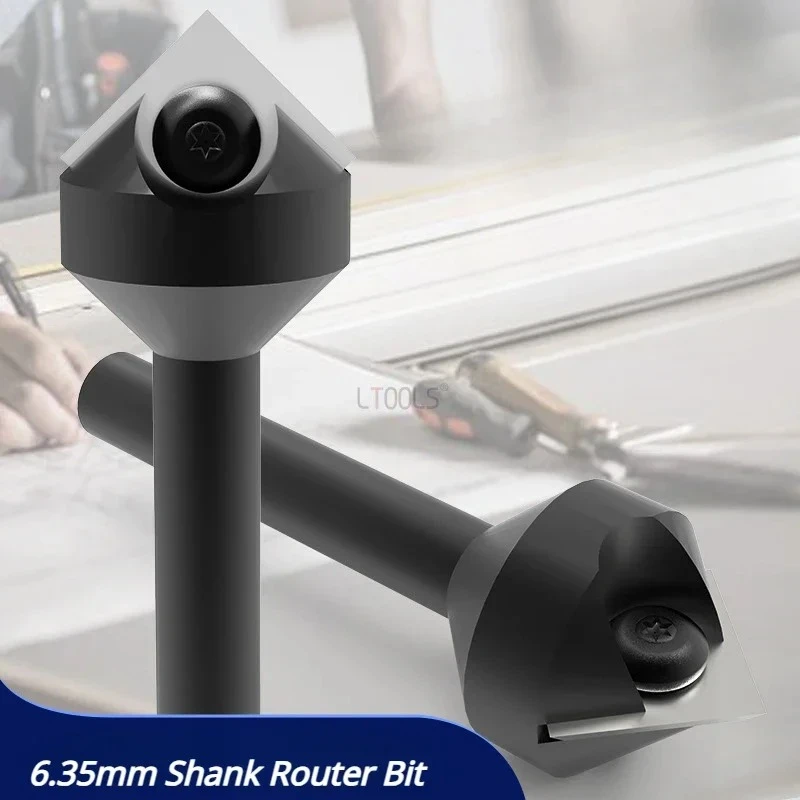 

Shank Router Bit 90 Degree V-shaped Flat Head Chamfer Carbide Engraving Milling Cutter for Wood Engraving Trimming Tool