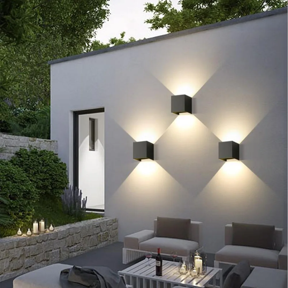 

Roukeymi LED Wall Lamp 12wBlack White COB Cube Adjustable Surface Mounted Outdoor Waterproof Garden Light Sconce Internal Home