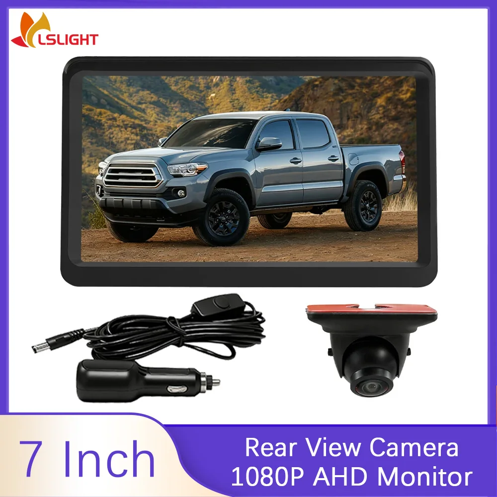 Car Rearview Camera DIY Parking Line 1080P AHD Reversing Monitor System With 7 Inch Flip Screen Back Up 160 Degree Camera