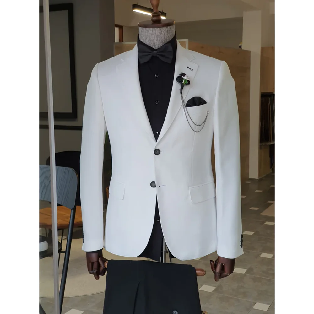 

Elegant Suits for Men Formal Single Breasted Notch Lapel Solid 2 Piece Slim Smart Casual Daily Wedding Suits (Blazer+Pants)