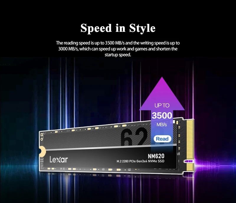 Lexar Interne Solid-State-Drive NM620 1 TB 512 GB 256 GB Lesegeschwindigkeit bis zu 3300 MB/s SSD NVMe M.2 SSD-Speicher für Computer – Detail 2