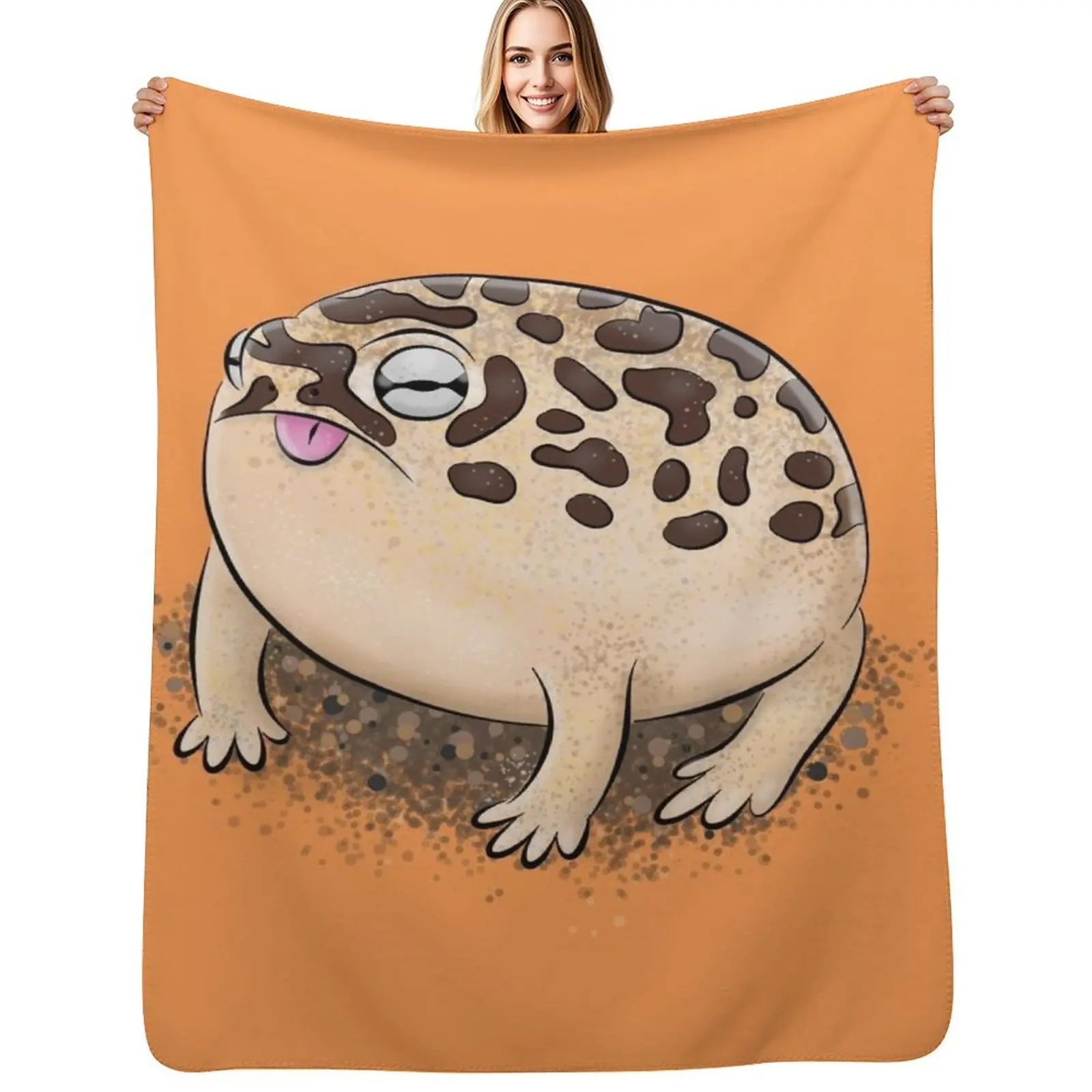 Cute brown desert rain frog cartoon illustration Throw Blanket Durable Warm Blanket for Daily Home Use