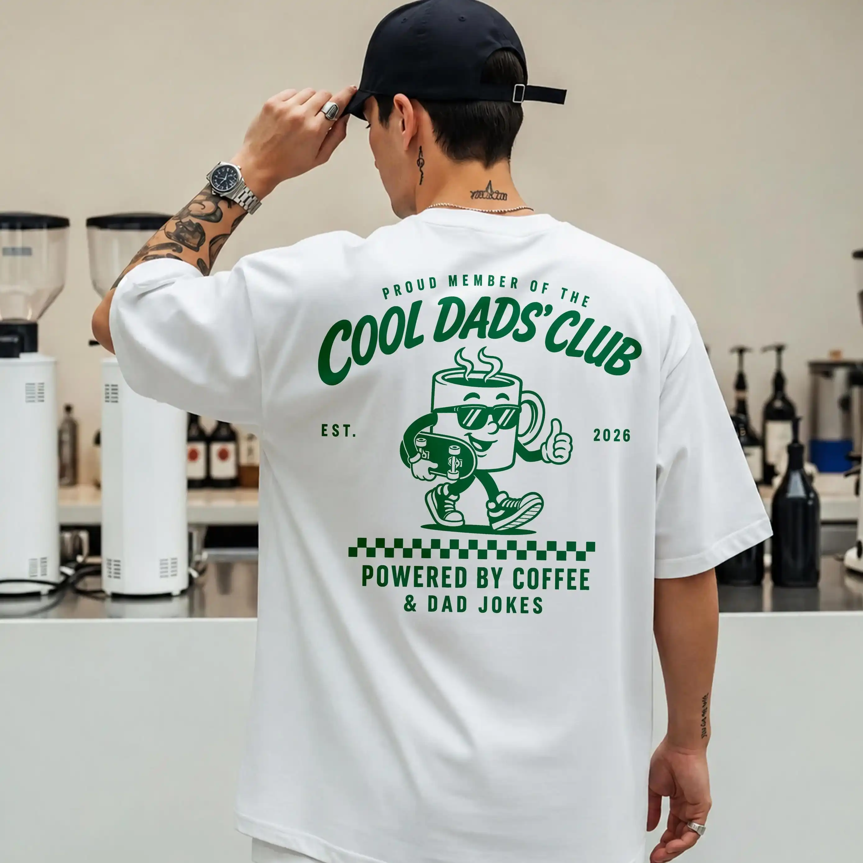 Cool Dads Club Coffee Shirt, Powered By Dad Jokes Tee,Gift Funny Husband Top, Cool Dad Apparel, Gift for Fathers