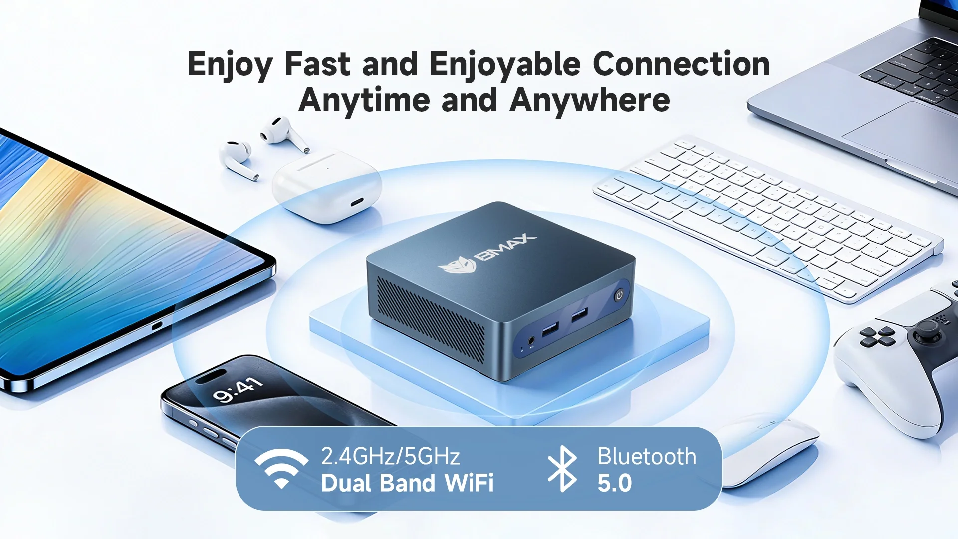 Bmax B1 Plus Windows 11 PC Intel J3355 6GB RAM 128GB ROM HDMI USB WLAN Unterstützt 4K@60Hz Intel HD Graphics 500 Mini-PC – Detail 9