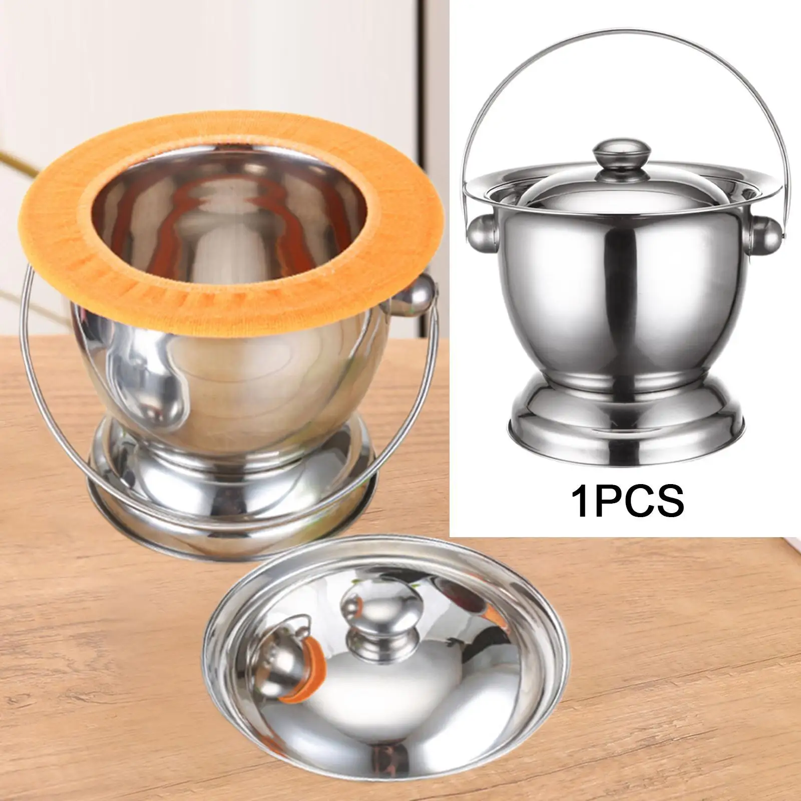 Stainless Steel Spittoon with Lid Handle Bedpan Urine Pot Bedside Urinal Chamber Bucket for Home Use Children Elder Adults Child