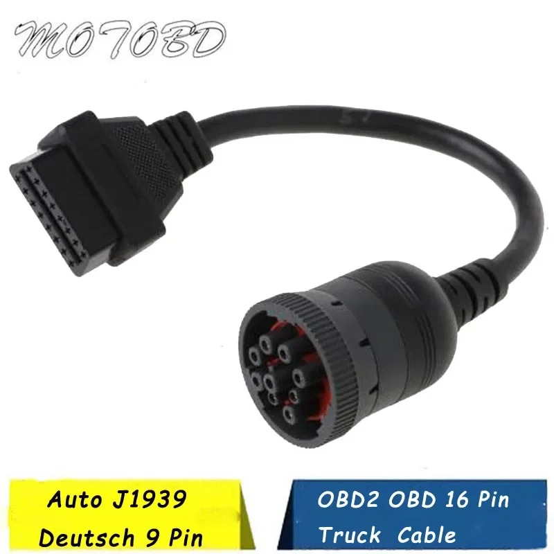 

Deutsch J1939 9pin To 16pin Truck Cable J1939 9 Pin To OBDII OBD2 16 PIN Female Diagnosctic Tool Connector