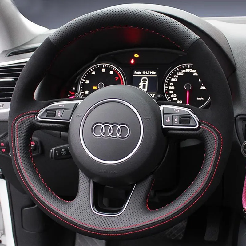 

Для Audi Q3 (8U) Q5 (8R) Q7 (4L) SQ5 (8R) 2013-2017 прошитая вручную Нескользящая черная замшевая кожа