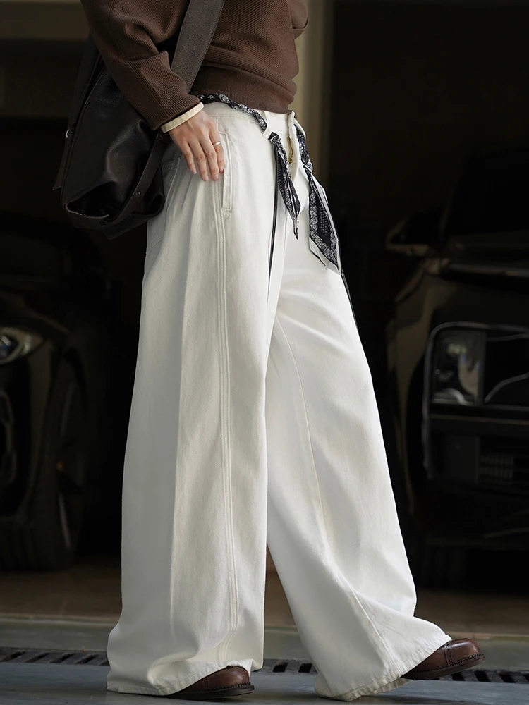 FANAN bureau dame jean délavé pour femmes taille haute droite jambe large Denim pantalon mode Streetwear vêtements 2025 automne nouveau