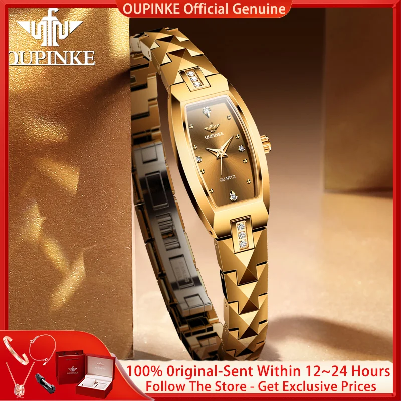 

OUPINKE 3242 Women Watch Luxury Original Brand Swiss Quartz Movement Women Watch Fashion Retro Dial Tungsten Steel Bracelet Gift