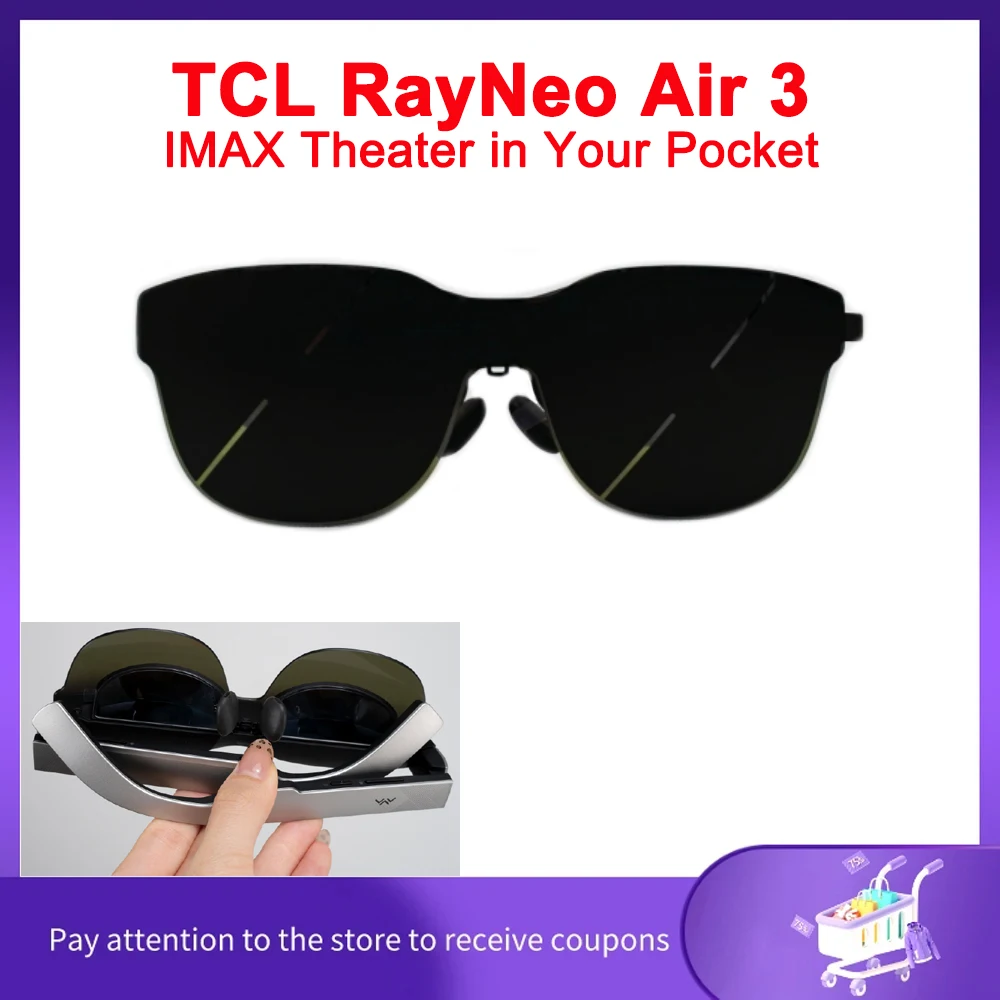 2024 NEW TCL RayNeo Air 3 AR Glasses RayNeo Air3 AR Glasses 120Hz 100-inch IMAX Theater SeeYA Micro OLED 5th Gen 0.6'' Display