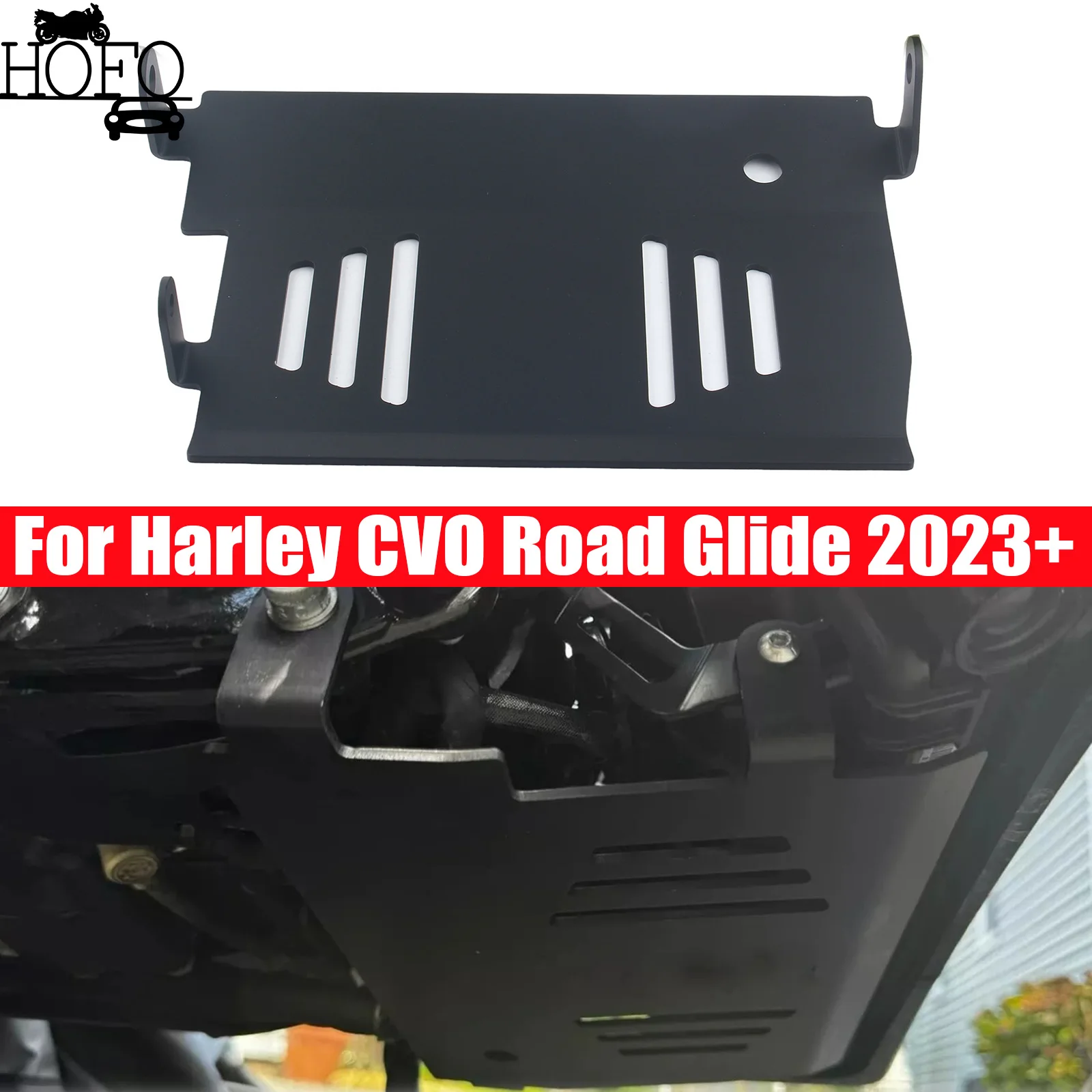 

Motorcycle Skid Plate Lower Engine Chassis Protector Black Chrome For Harley CVO Road Glide 2023+