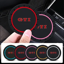 2PCS Car Coasters Water Cup Slots Non-Slip Mat Waterproof Cup Pad For Volkswagen VW GTI Scirocco Jetta Beetle Golf Passat Tiguan