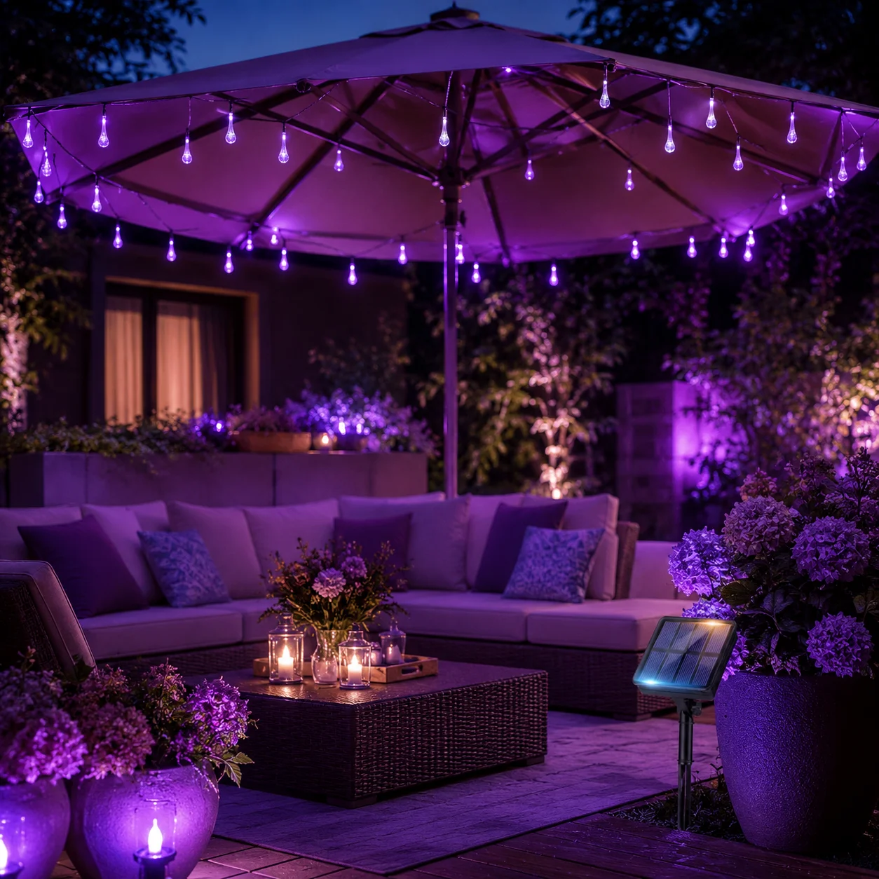 Solar String Lights Droplet Teardrop Fairy Lights 5/7/12M 20/50/100 LED Warm White Purple Multicolor Garden Christmas Decor