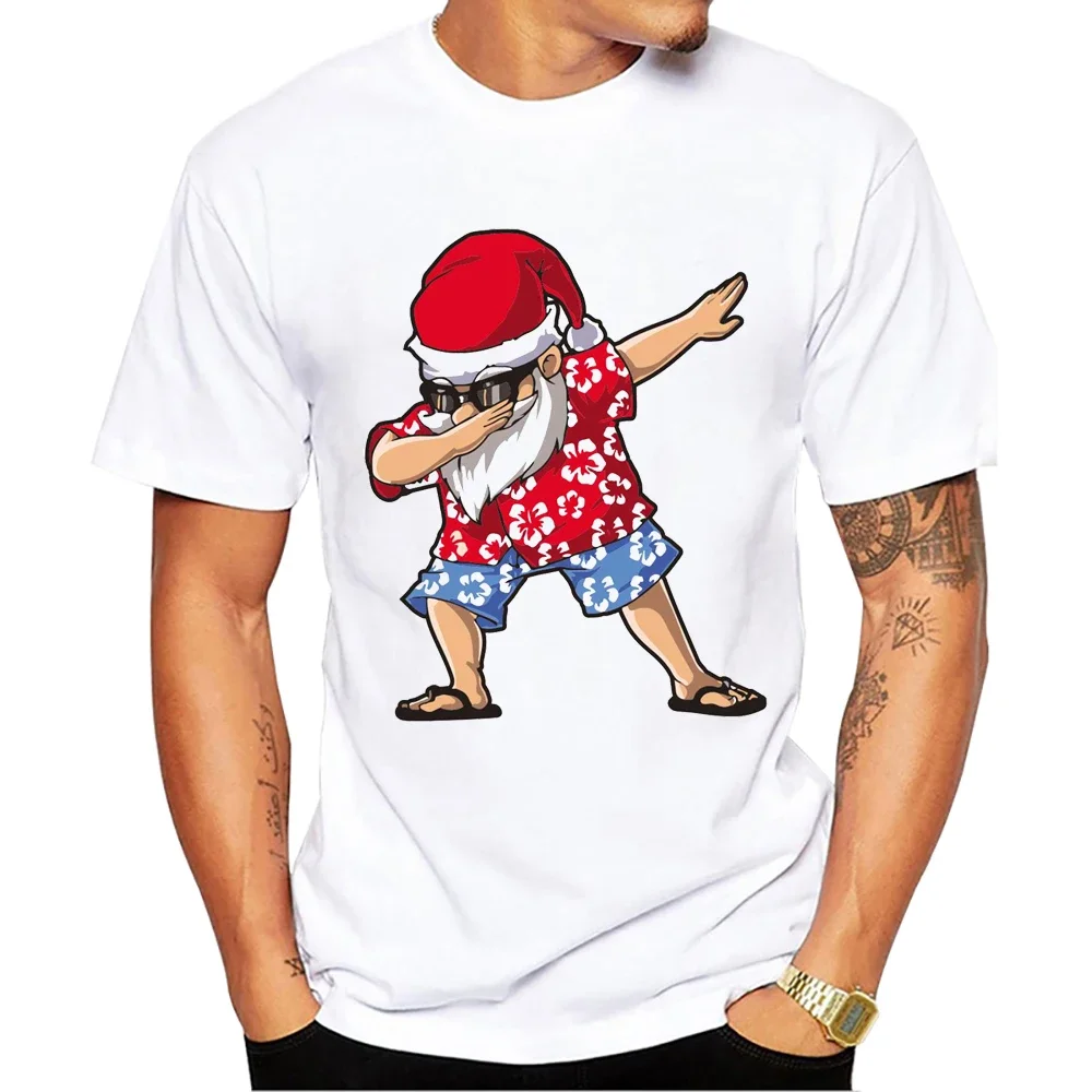 TEEHUB Funny Christmas Tees Santa Claus Men T-Shirts Merry Christmas Print Short Sleeve T-Shirt Sport Tops