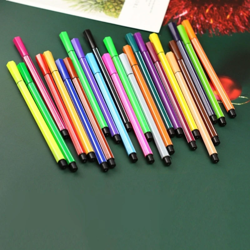 Y1UB 12 Color Children Painting Watercolor Pens Safe Non-toxic Water Washing