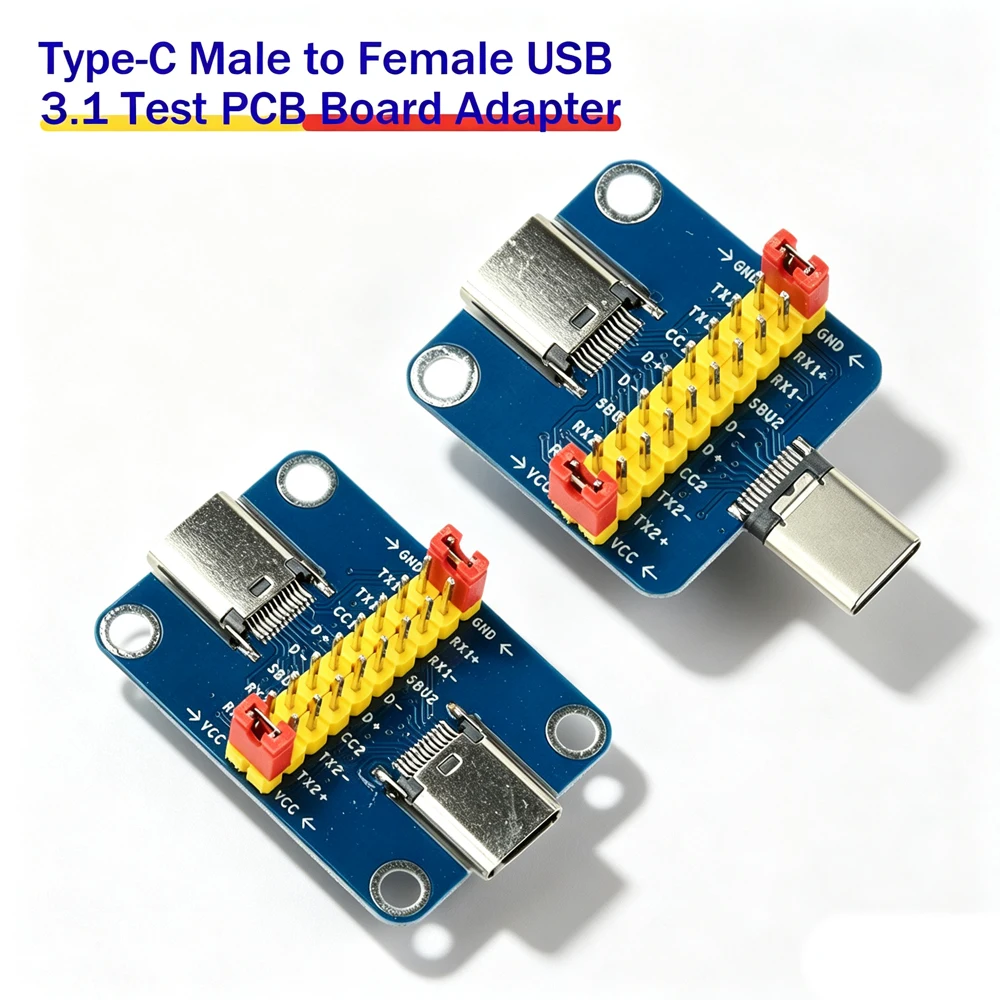 Type C USB 3.1 Test Board Adapter with Reversible Plug Male-to-Female Design for Hardware Debugging and Development