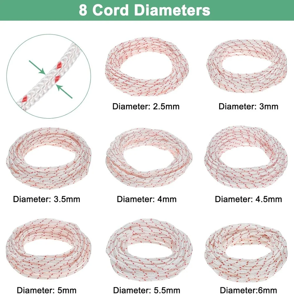 6mm 100m Starter Rope Red White Cord For Power Equipment Lawn Mower Chainsaw Trimmer Spare Replacement Tool Accessory
