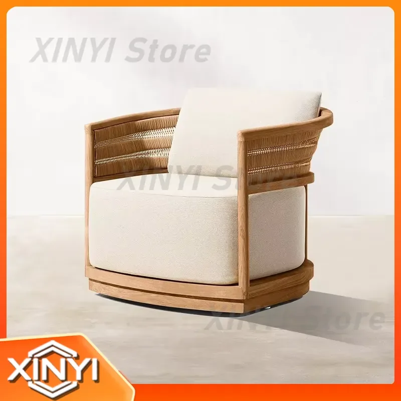for Outdoor Teak Sofa Set for Courtyard Balcony Villa Terrace Leisure Furniture Solid Wood Sofa Outdoor Living Room Furniture