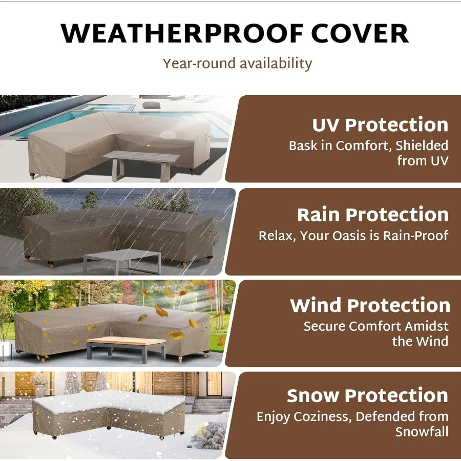 غطاء مقطعي خارجي من iBirdie مقاس 100 × 100 بوصة 99 × 98 97 × 96 L على شكل أريكة فناء مقاومة للماء ومقاومة للعوامل الجوية 600D شديدة التحمل G