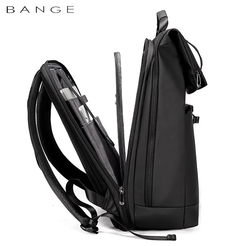 BANGE-Mochila Laptop Impermeável, Multi Compartimento, Bolsa de Viagem, Preto, Adequado para Homens e Mulheres, 15,6"