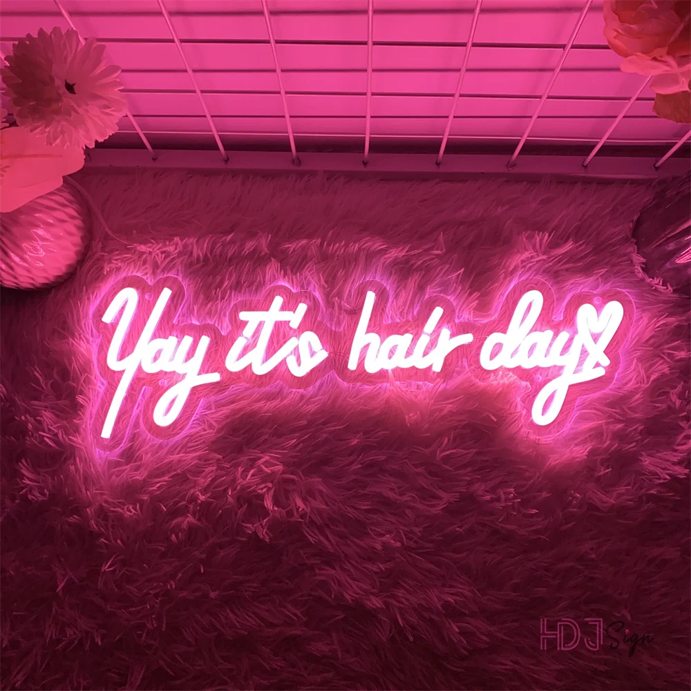 Imagem -05 - Led Neon Sign Art Wall Hanging Yay é Luzes do Dia do Cabelo Decoração de Casa Sinais de Decoração da Loja Yay