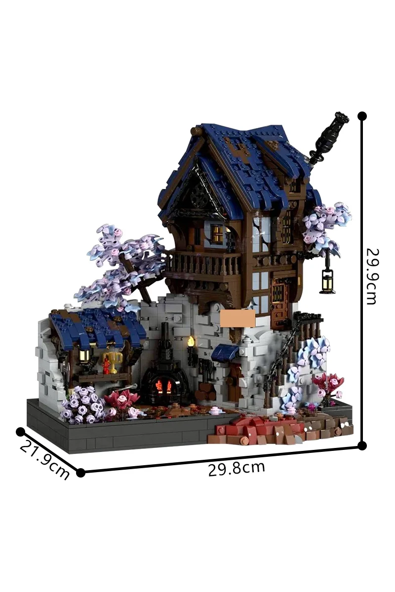 MOC Blacksmith Forge House Bricks Model Medieval Fantasy Display Architecture Buliding Blocks Assembly Toys Kid Birthday Gifts