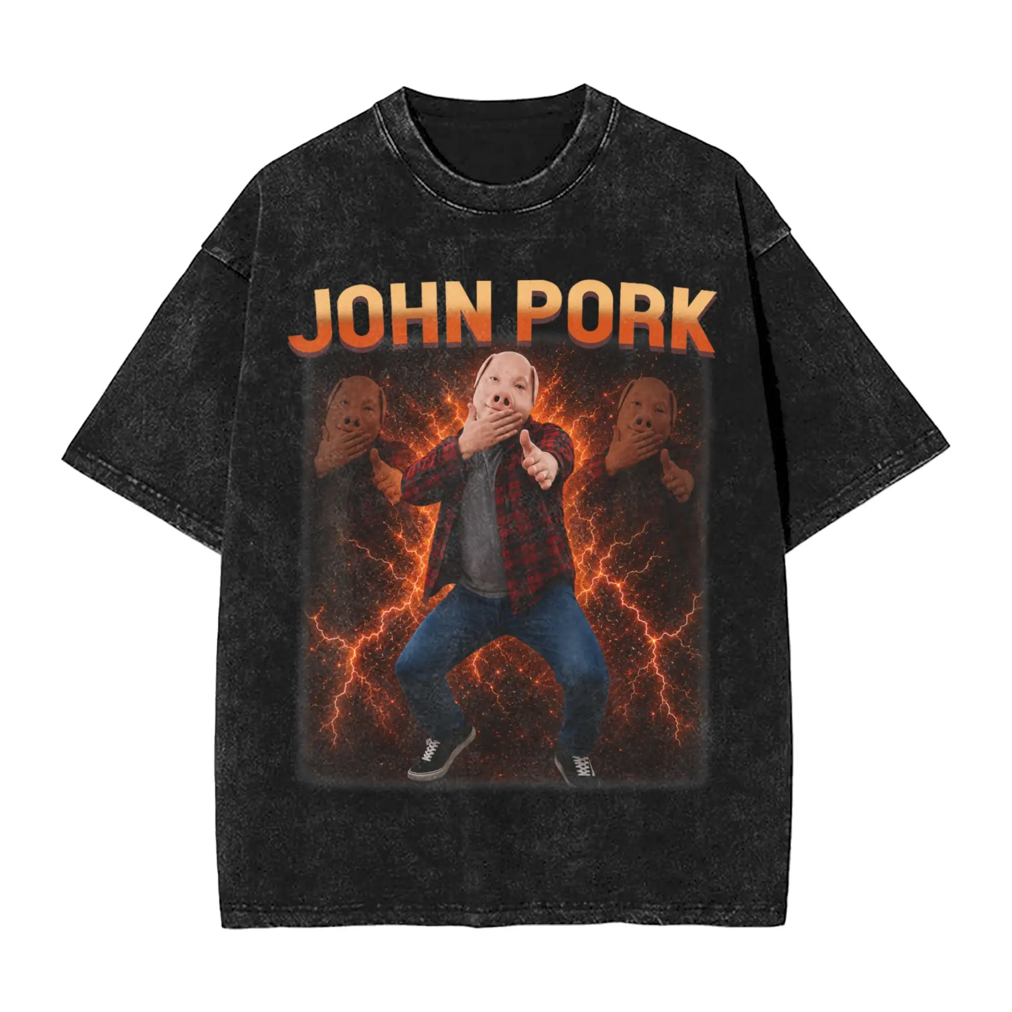 John Pork Calling Decline Accept Incoming Call Scuba T Shirts Men's Cotton Vintage T-Shirts O Neck  Tees Short Sleeve Clothes