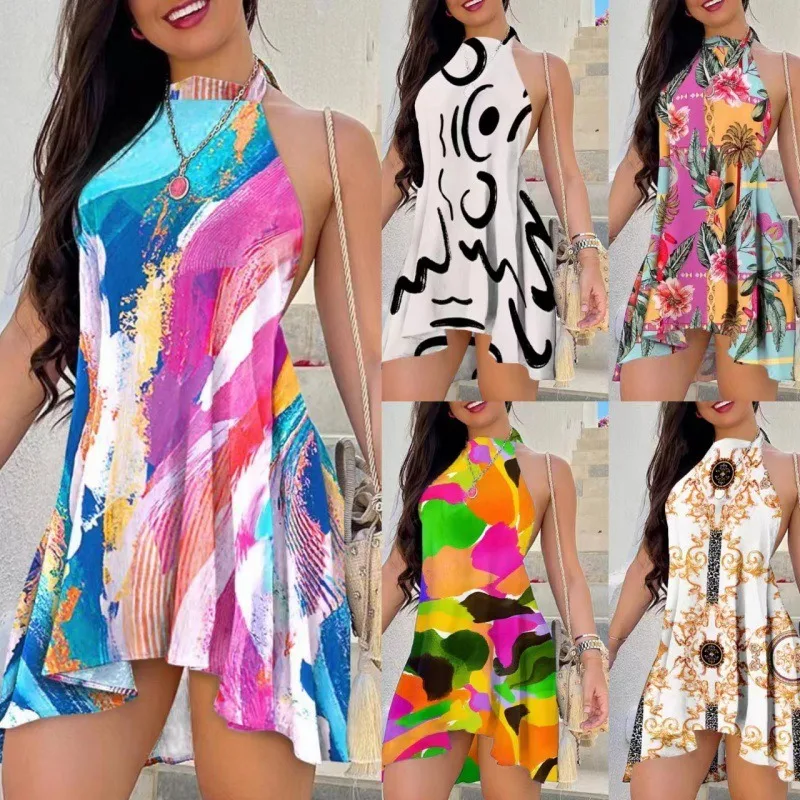 

The new summer fashion trend print halter dress