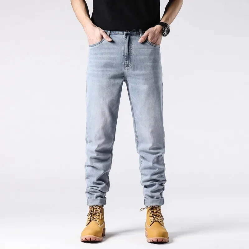 Tall Men Jeans Long Inseam Slim Fit Cowboy 190CM Extra Long Stretch Trousers Overlong Teenagers Male Boys Denim Pencil Pants