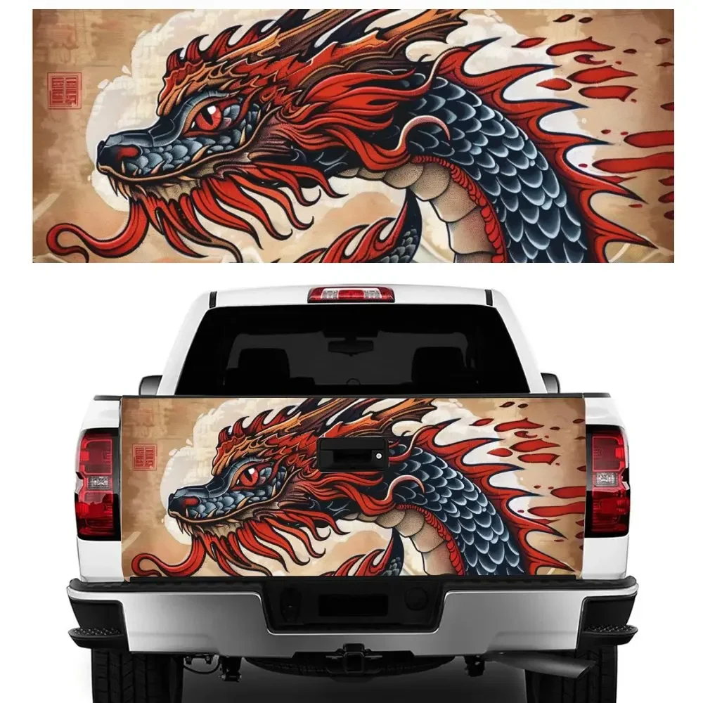 

Китайский этнический дракон, художественный хвост автомобиля, багажник, защита виниловой наклейки, автоаксессуары, сделай сам, украшение на капот, наклейка для внедорожного пикапа