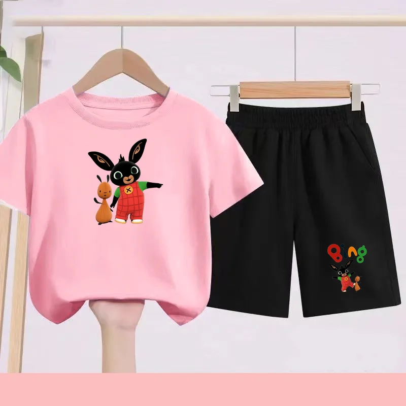 

Summer Children's Sports Set, Cartoon Rabbit Pattern Set,quick-drying T-shirt + Short Summer Toddler T-shirt Multi-color Options
