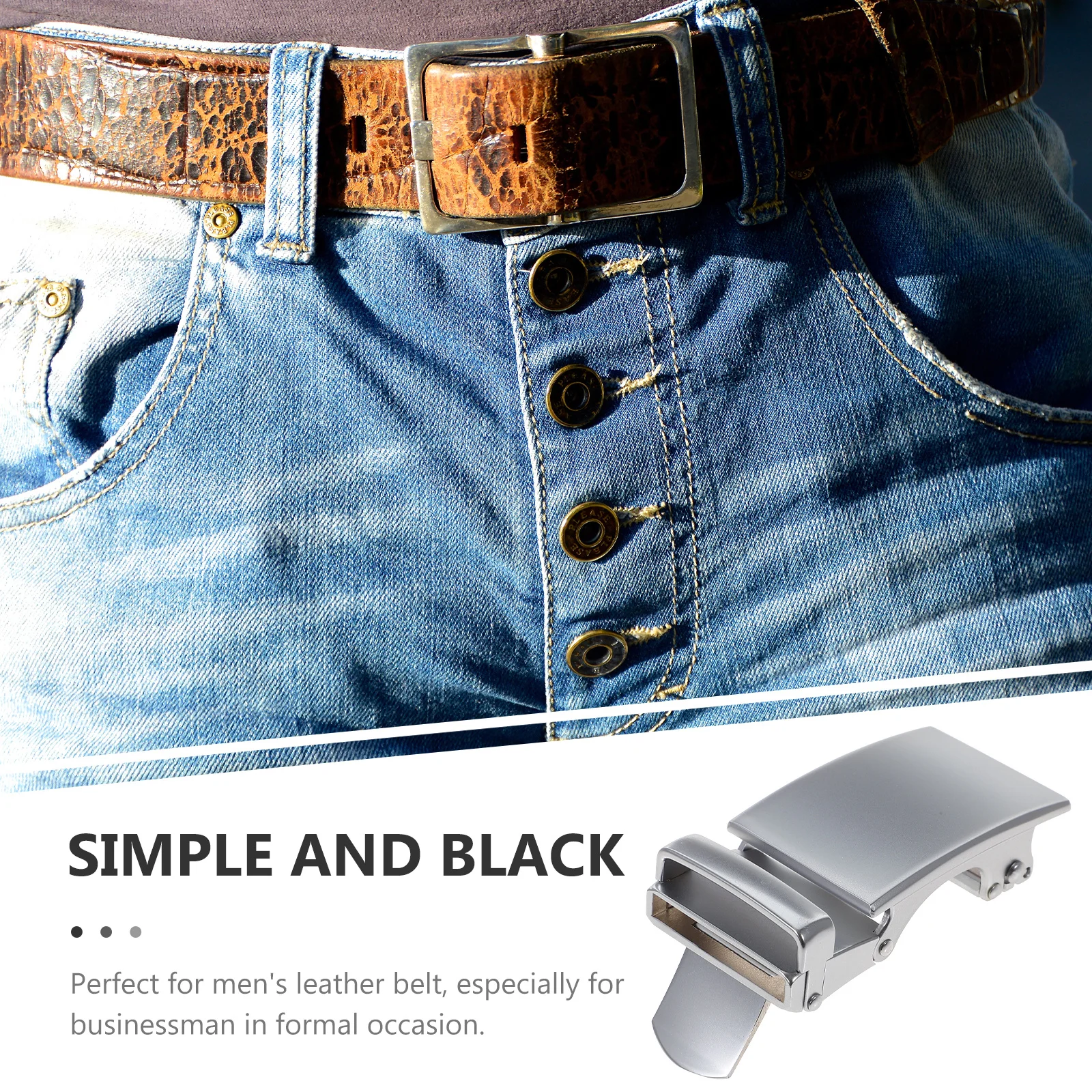 مشبك حزام أوتوماتيكي للرجال فستان رسمي بحزام بني سهل الاستخدام وسقاطة من خليط معدني متين يناسب الأحزمة مناسبة العمل #4