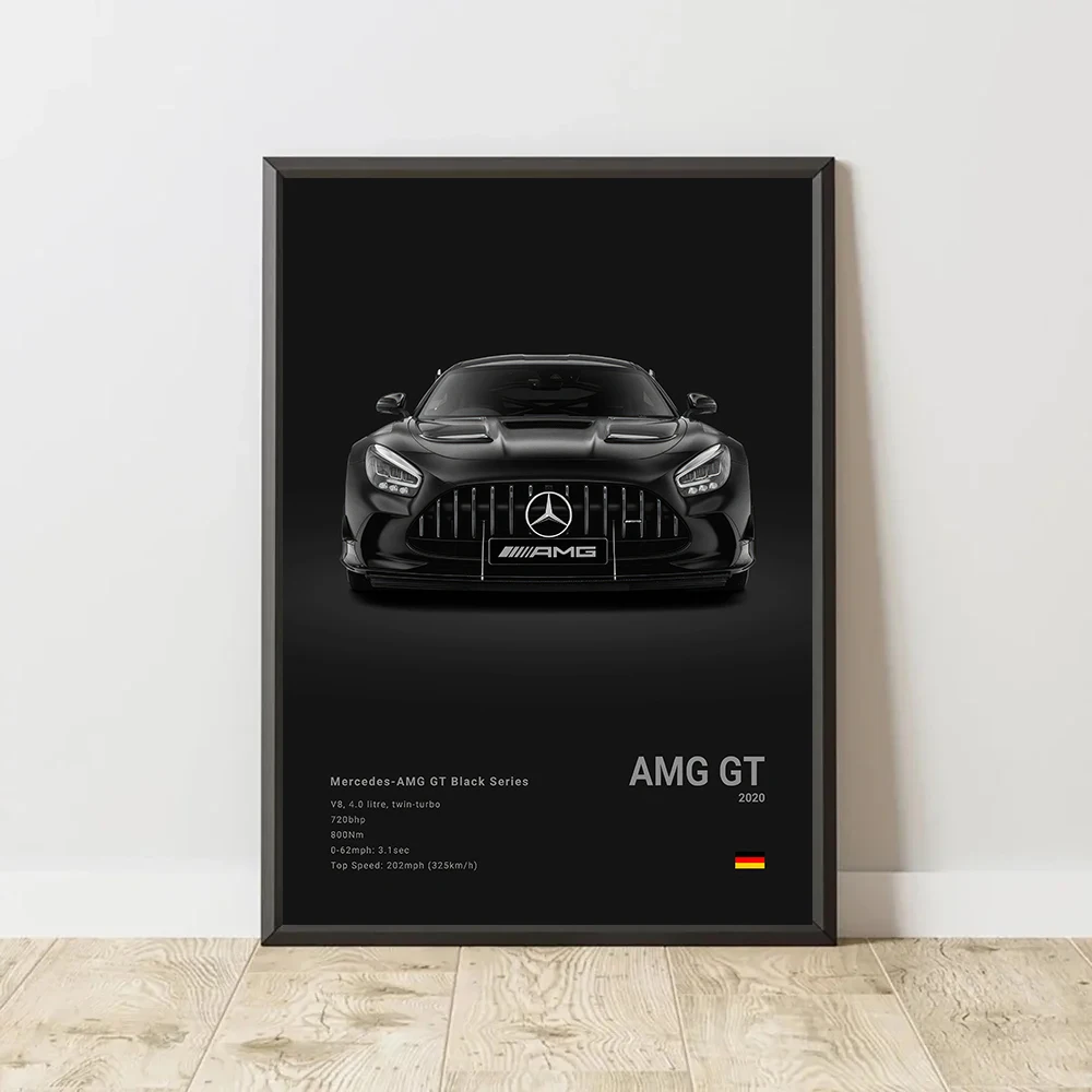 العلامة التجارية الشهيرة سيارة رياضية سلسلة ملصق فني G63 AMGGT 1990E A45S صورة الطباعة الديكور اللوحة للديكور المنزل بدون إطار