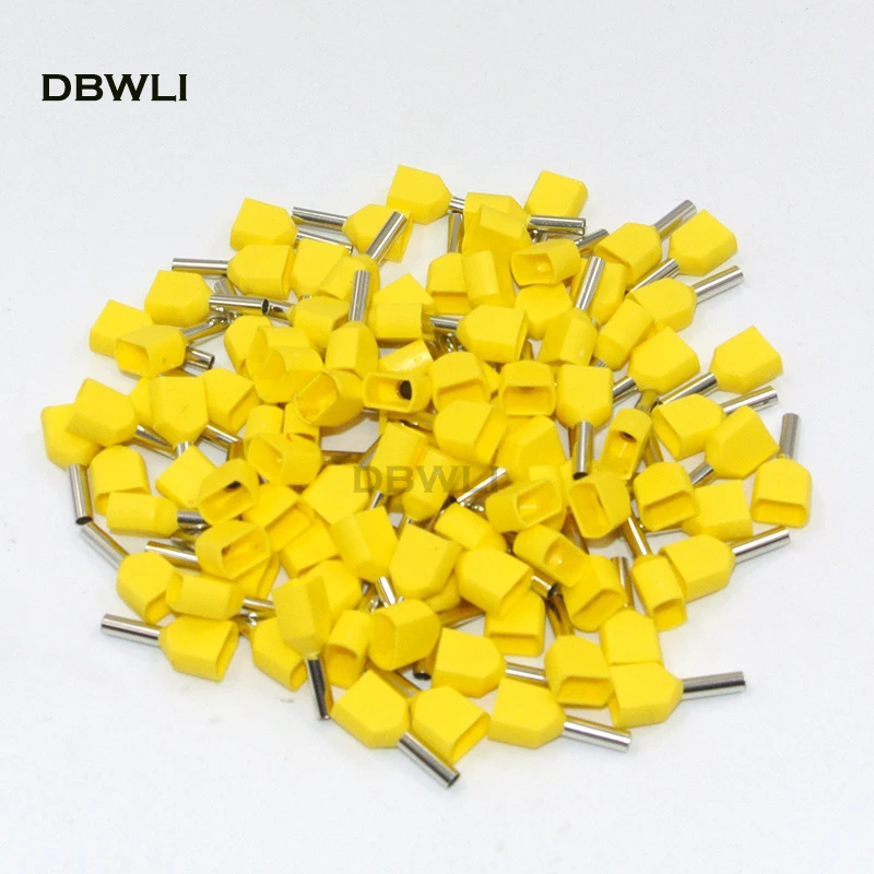 1000pcs/lot TE2508 2x2.5mm2 Bootlace cooper Ferrules kit set Wire Copper Crimp Connector Insulated Cord Twin Pin End Terminal