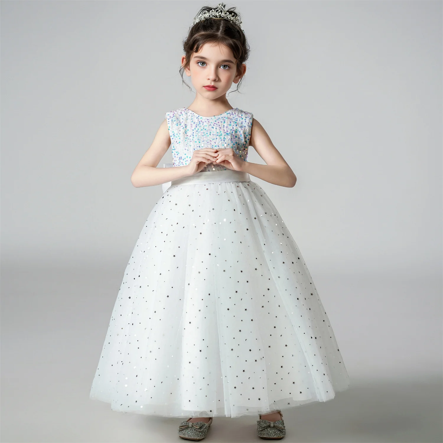 Kids Dress For Girls Wedding Mesh Long Girl Dress Elegant Princess Party Pageant Formal Gown Dress For Teen Children