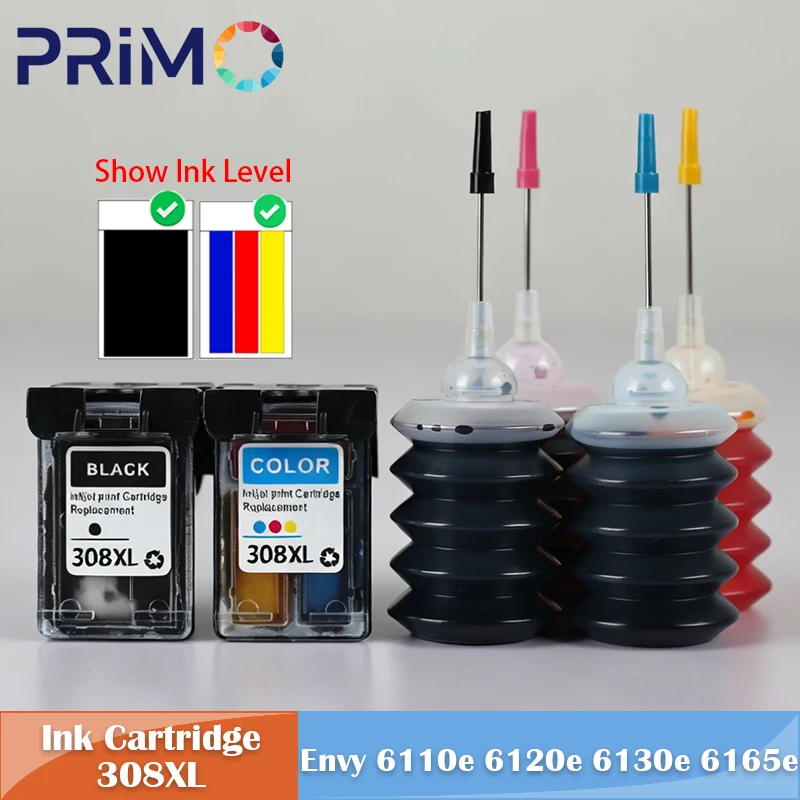 308XL 308 Refillable Ink Cartridge Remanufactured For HP308 HP Envy 6110e 6120e 6130e 6165e 6520e 6530e DeskJet 2900 Inkjet
