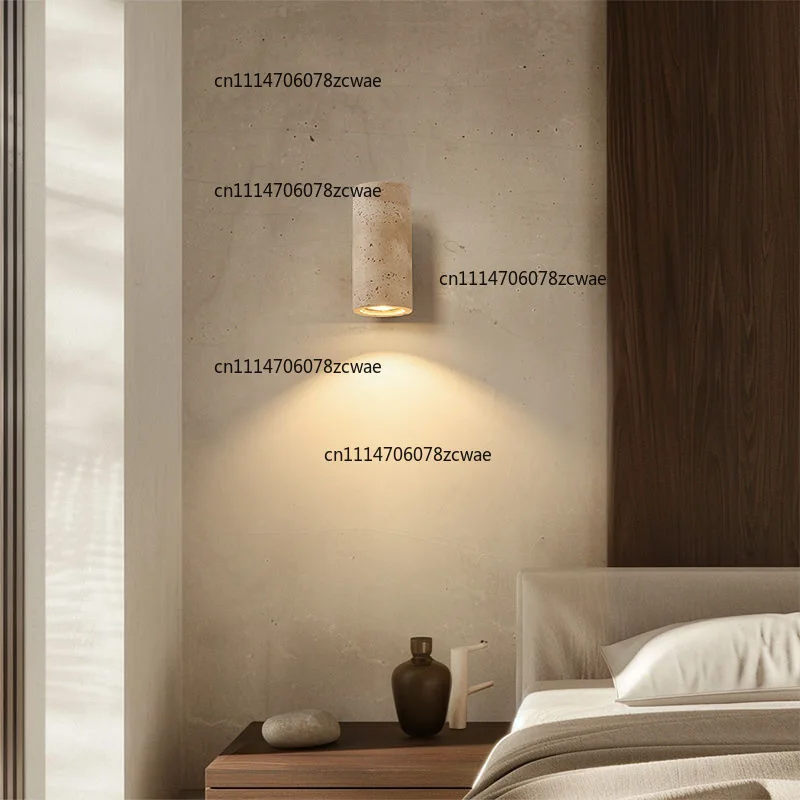 Wabi Sabi Yellow Travertine Wall Lamp Indoor Ambient Light for Bedroom Bedside Hotel Corridor Decor Sconce