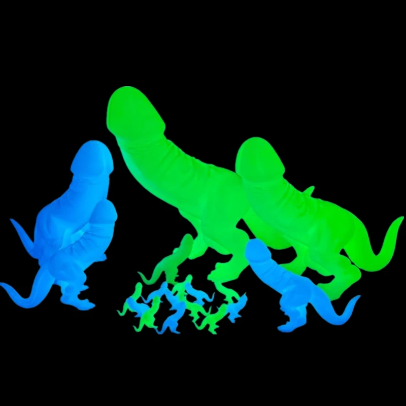 Gloeien In Het Donker! Dino-Dick Dickasaurus Rex Vrijgezellenfeest Cadeau Grappige Grap Groen En Blauw Gloed