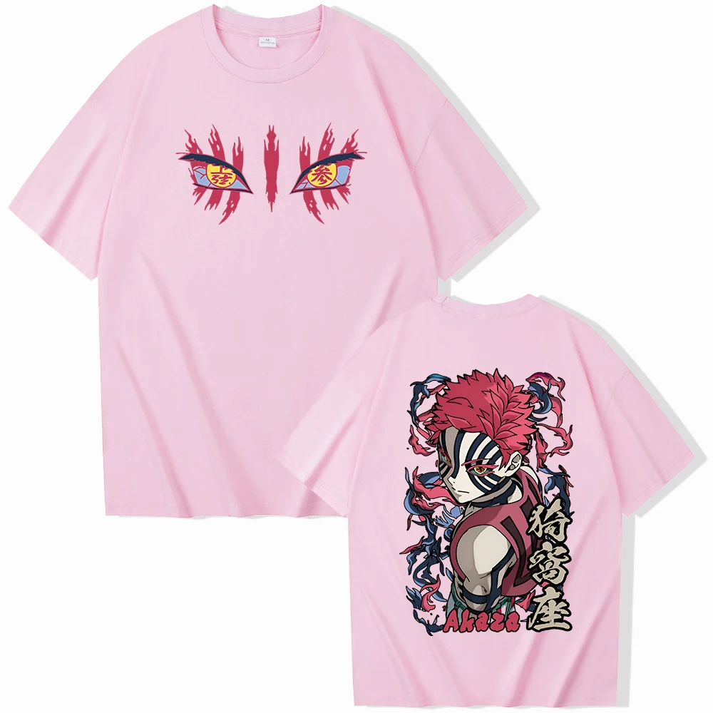 2025 حار أنيمي شيطان القاتل Akaza تي شيرت س الرقبة قصيرة الأكمام قمصان قميص مطبوع المشجعين هدية