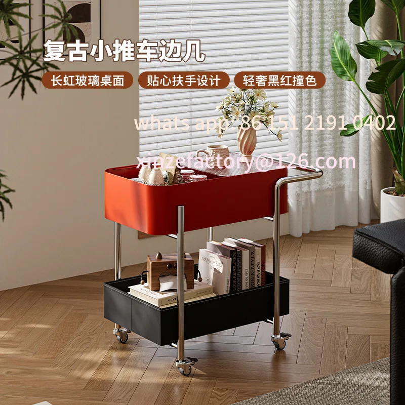 عربة معيشة قابلة للتخصيص، متعددة الطبقات، تخزين منزلي من الدوبامين، وجبات خفيفة جانبية للأريكة قابلة للإزالة في القرون الوسطى مع رف عجلات #3