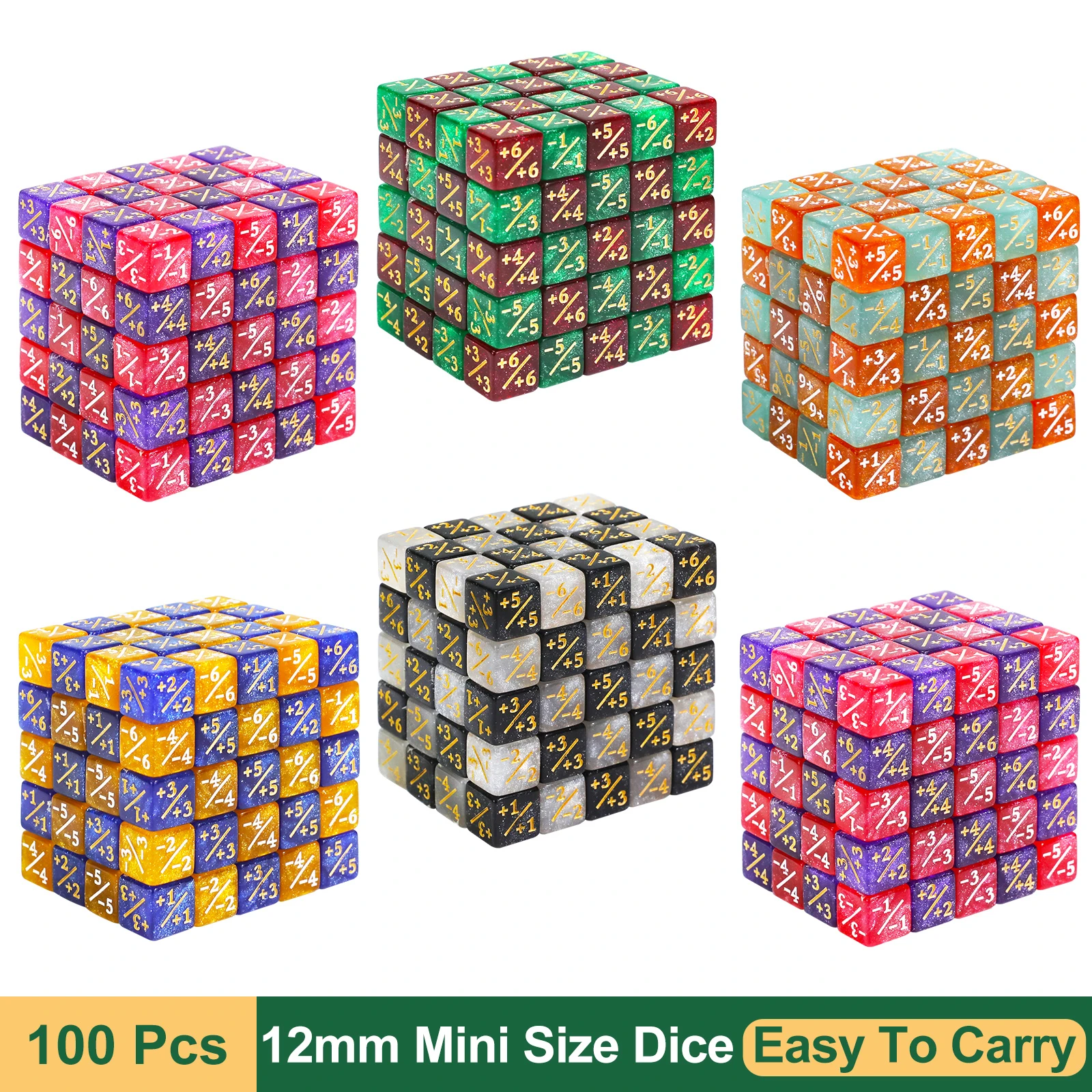 100PCS MTG Dice Counters 12mm Compatible with Multifunctional Wargaming 40k,TCG,D&D,40k,Card Game Accessorie Christmas Gift Toy