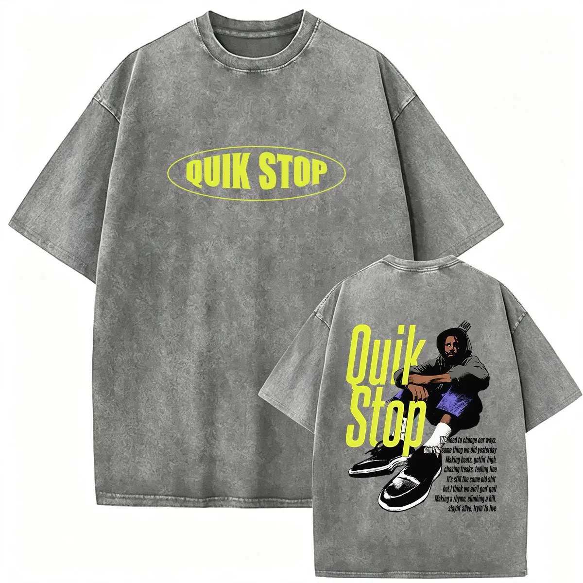 Vintage Washed J Cole Quik Stop Album 2026 Graphic T Shirt Men's Gothic Hip Hop Clothing T-shirts Pop Loose Short Sleeve T-shirt