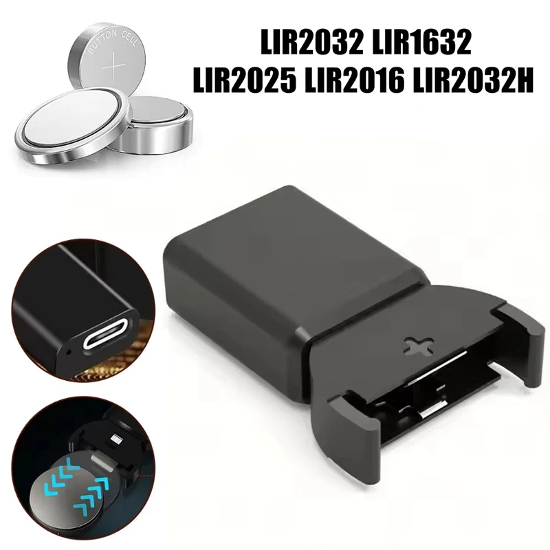 Lithium Coin Battery Charger Rechargeable Battery Charging Dock Type C Power Adapter For LIR2032 LIR1632 LIR2025 ML2032 ML2025