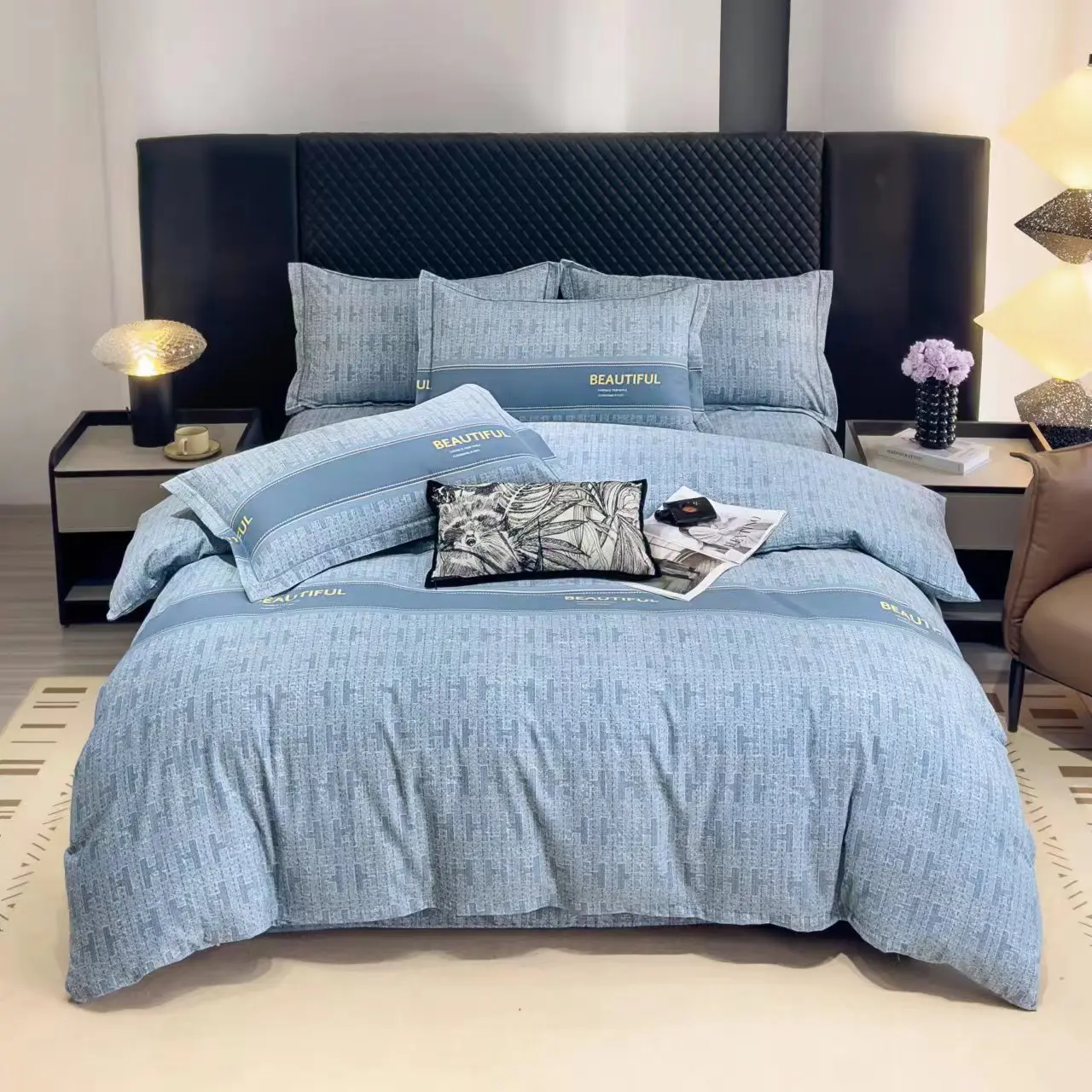 Grade-A Pure Cotton Printing Bedding Set Luxury Skin Friendly Bed Sets for All Seasons High Quality Cozy Double Quilt Cover Kit