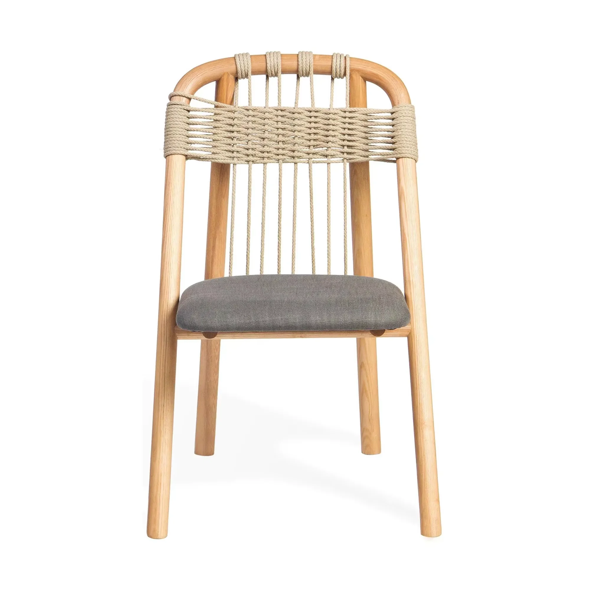 Wholesale Home Furniture Natural Rustic Solid Ash Wood Rattan Woven Rope Dining Chair for Dining Room Apartment