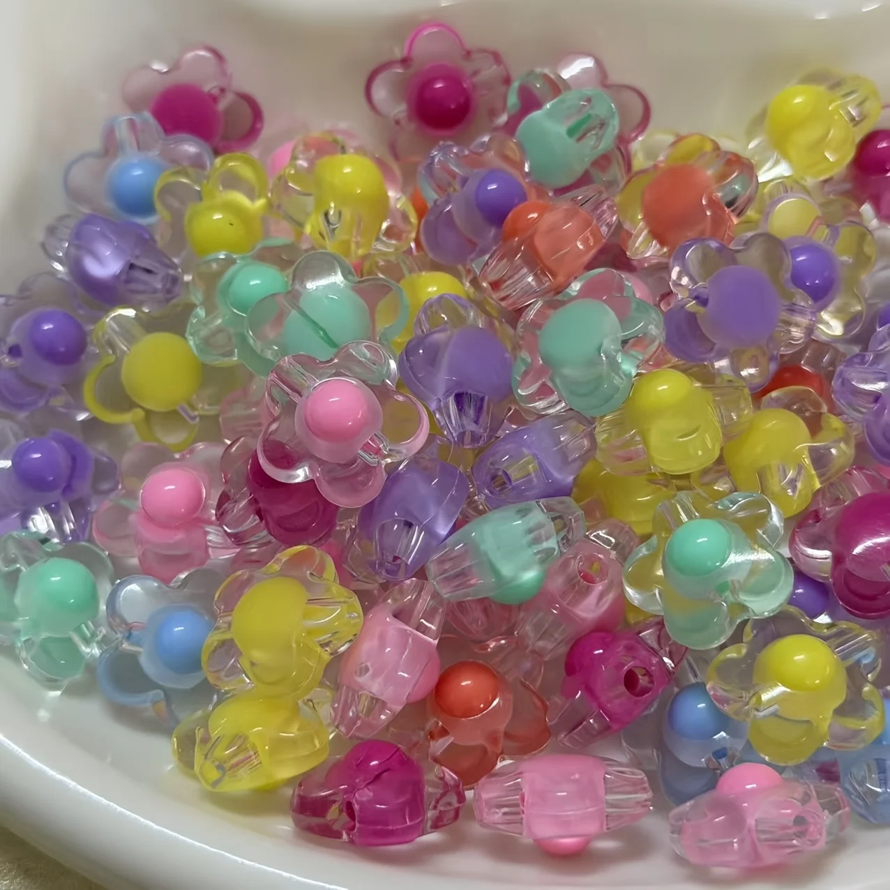 50 Macaron-Colored Transparent Mixed-Color Five-Pointed Star Beads with Straight Holes for DIY Bracelets, Necklaces, Earrings, Key Pendants, and Handmade Beading Materials