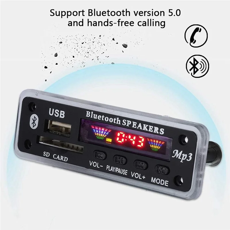 -A14E 12V Bluetooth 5.0 Audio Decoder Board Mp3 Audio Module USB AUX SD FM Radio Decoder Board Module For Car Spare Parts Parts
