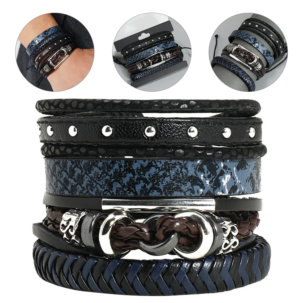 

4Pcs Bracelet Set Adjustable Braided Wristbands Unisex Stylish Cuff for Travel Beach Dating Gift