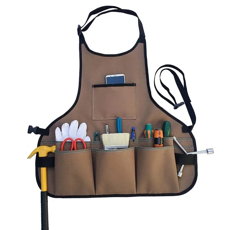 Oxford Cloth Bag Tools Bags Apron with Multi-pocket Woodworking Apron Waterproof Gardening Work Apron for Workshop Mechanic Carp