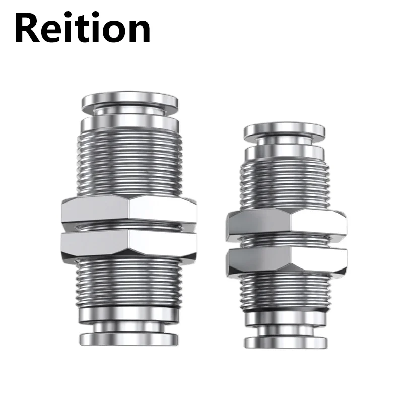 Reition 10pcs 304 PM stainless steel partition plate through plate direct pneumatic high-pressure quick plug 4/6/8/10/12